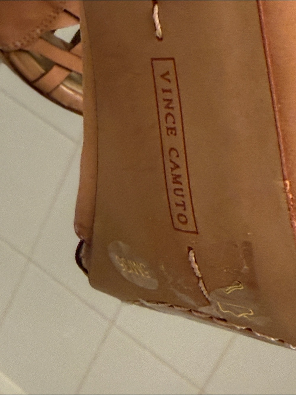 Vince Camuto Tan Lattice Over-the-Knee Stiletto Boots with 4 inch heels - Picture 10 of 11